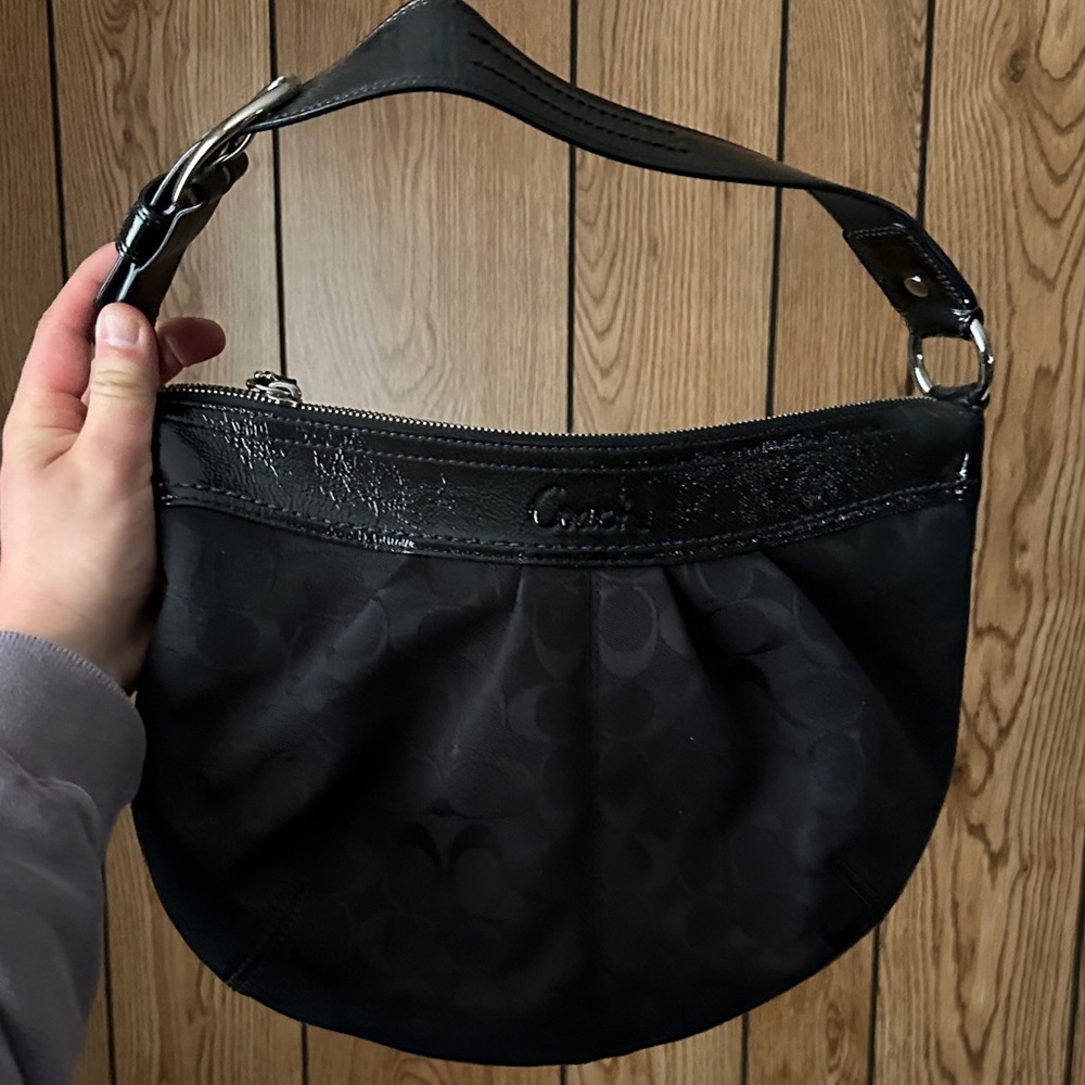 Coach Black Signature Crescent Hobo Bag - Picture 2 of 4